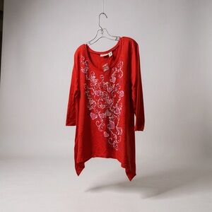 Chic Red Floral Tunic for Women